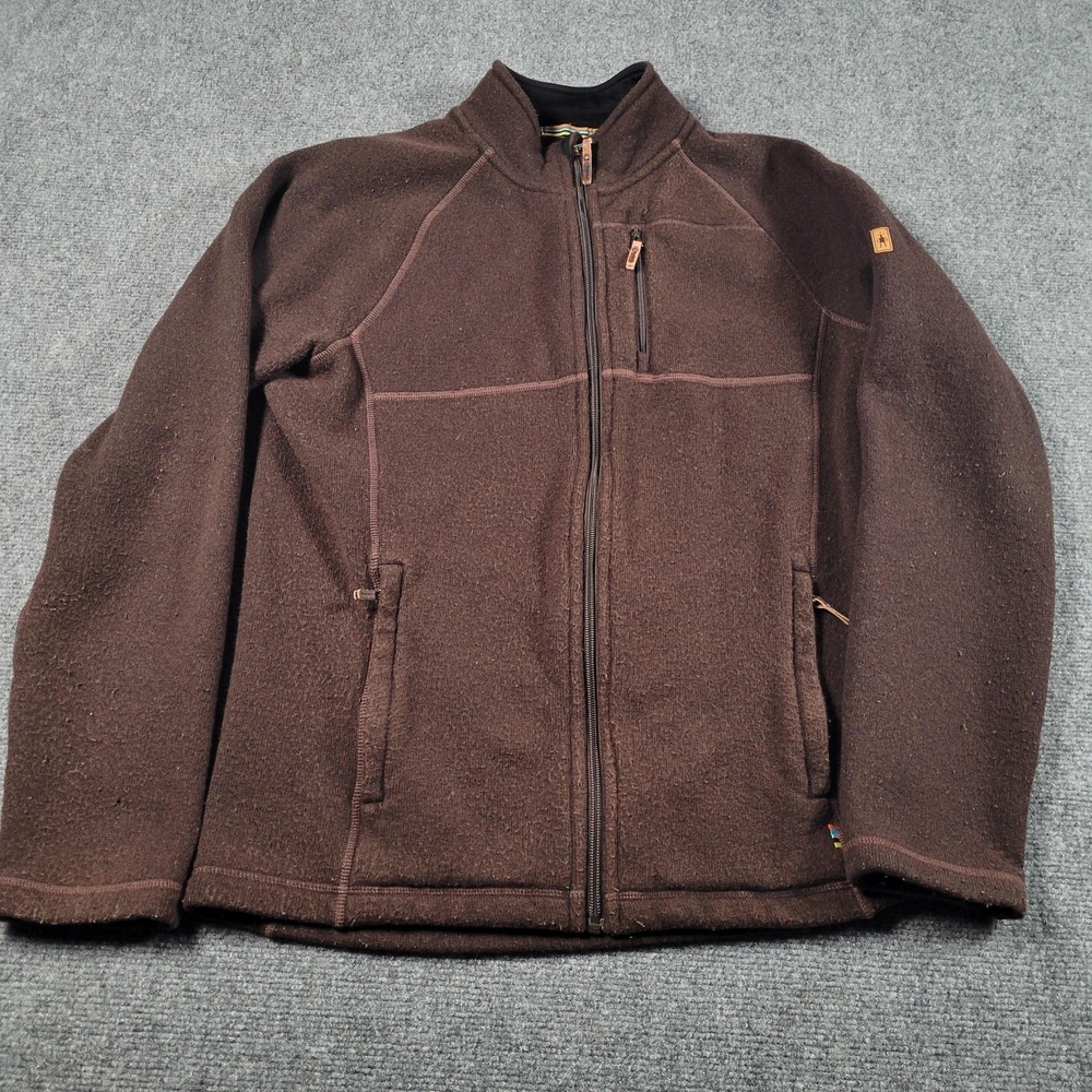 Smartwool Jacket Mens Small Brown Wool Fleece Full Zip Thermal Outdoor SWOSP638